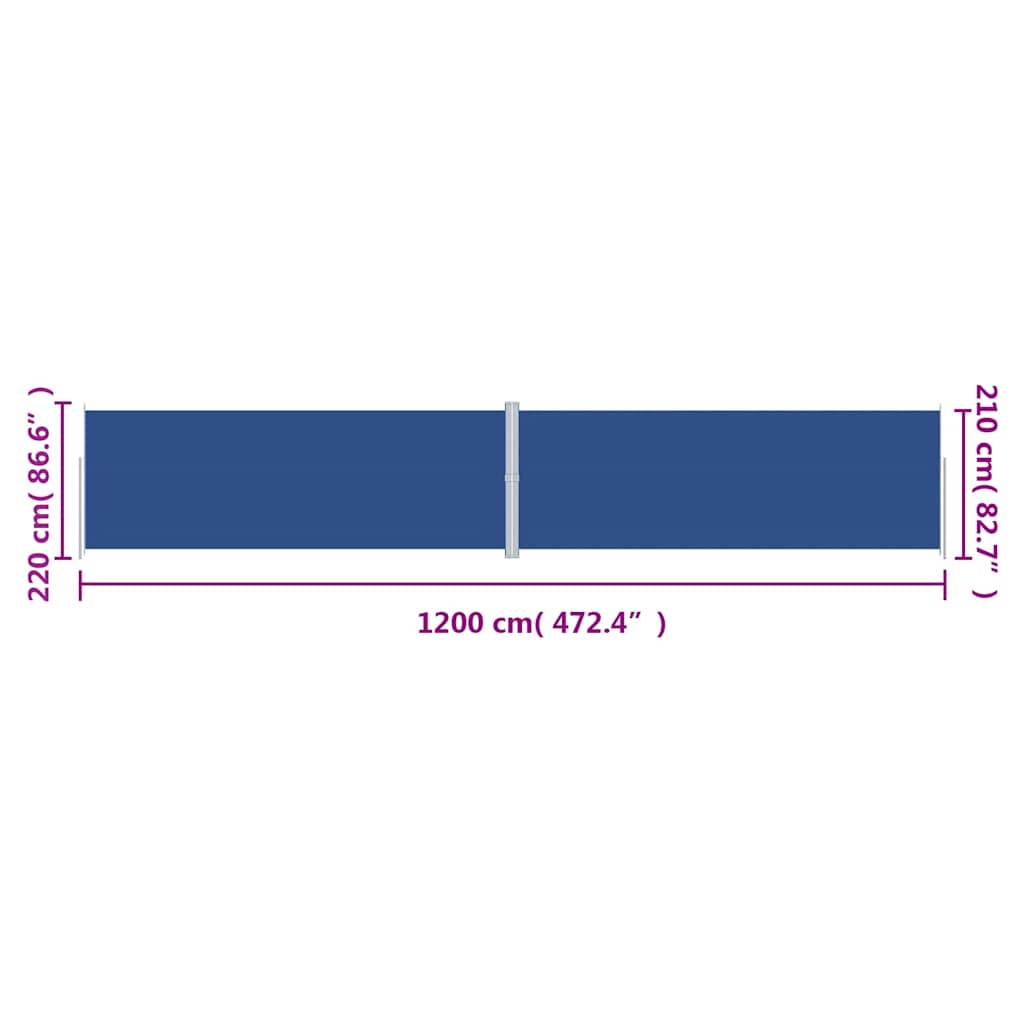 Uvlačiva bočna tenda plava 220 x 1200 cm