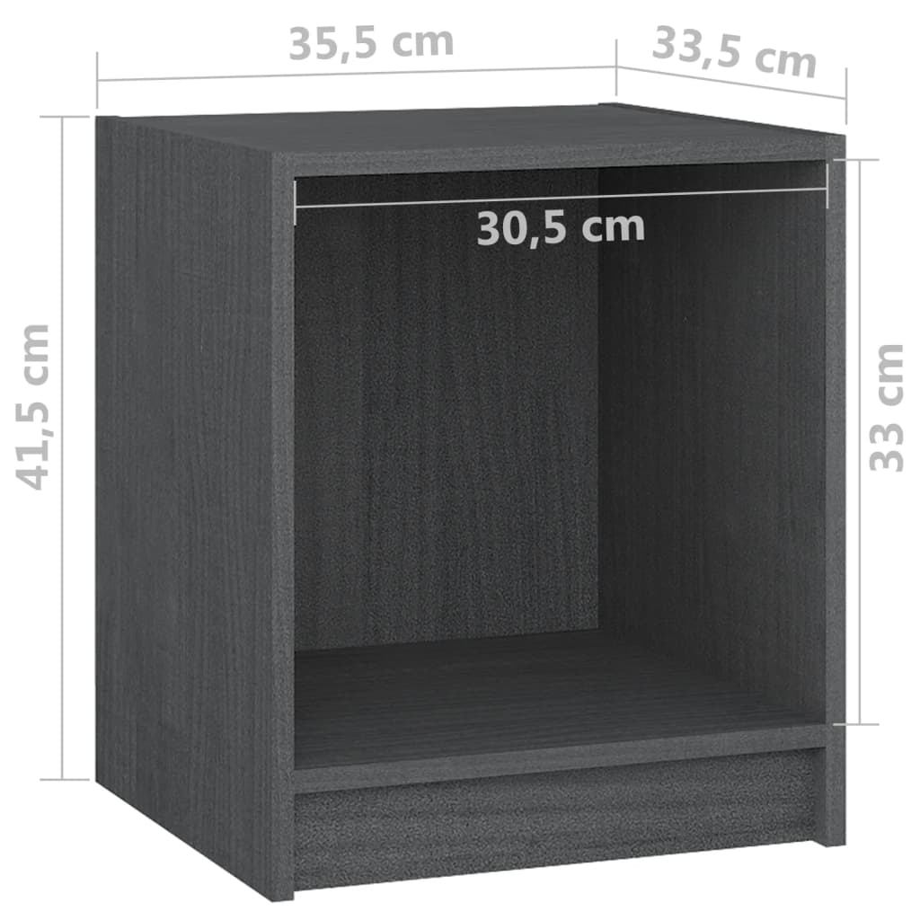 Noćni ormarići 2 kom sivi 35,5 x 33,5 x 41,5 cm od borovine