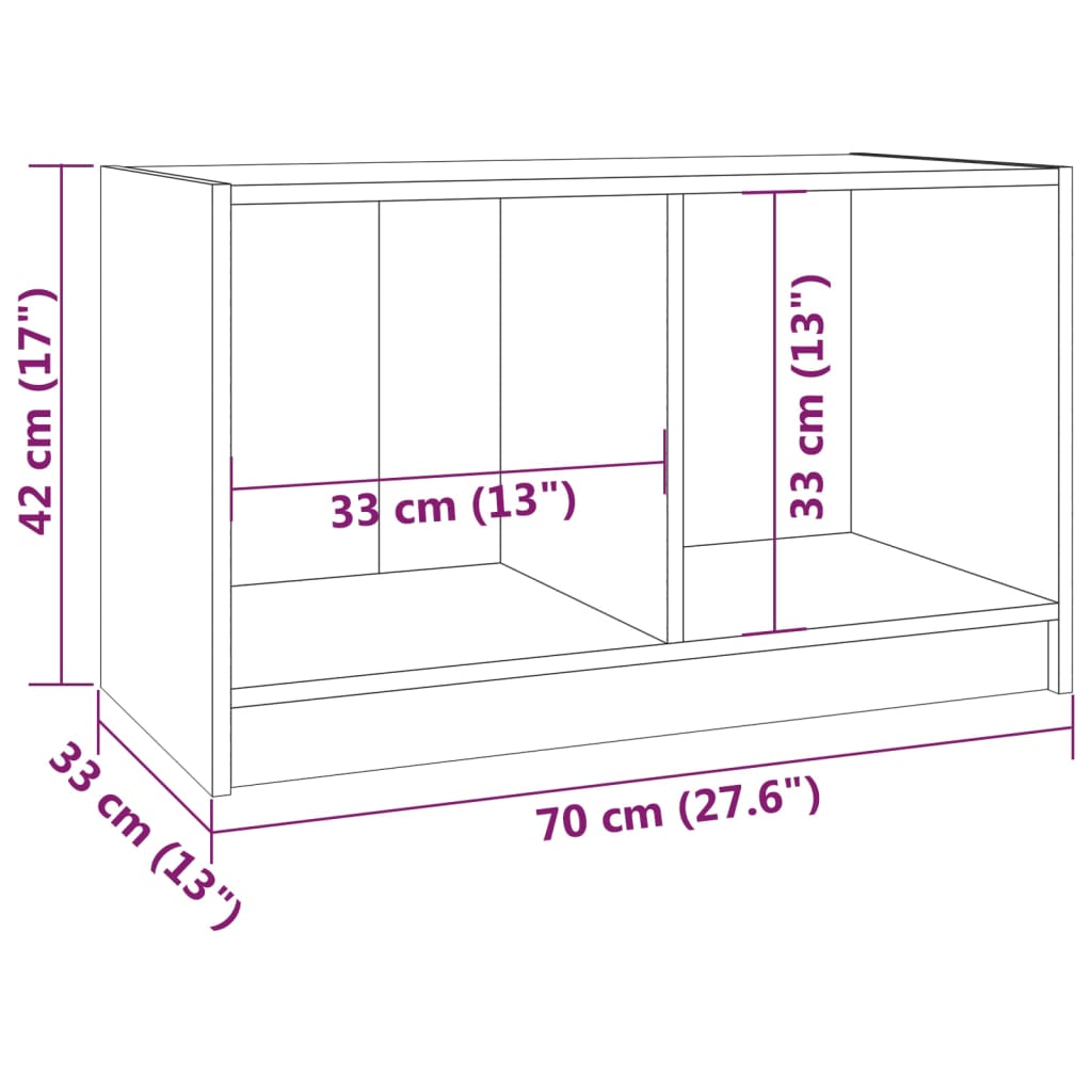 TV ormarić sivi 70 x 33 x 42 cm od masivne borovine