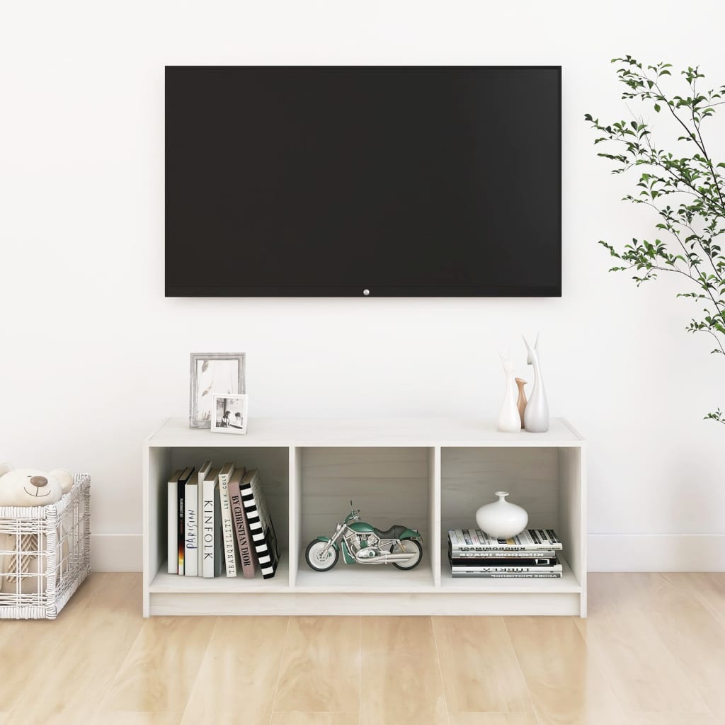 TV ormarić bijeli 104 x 33 x 41 cm od masivne borovine