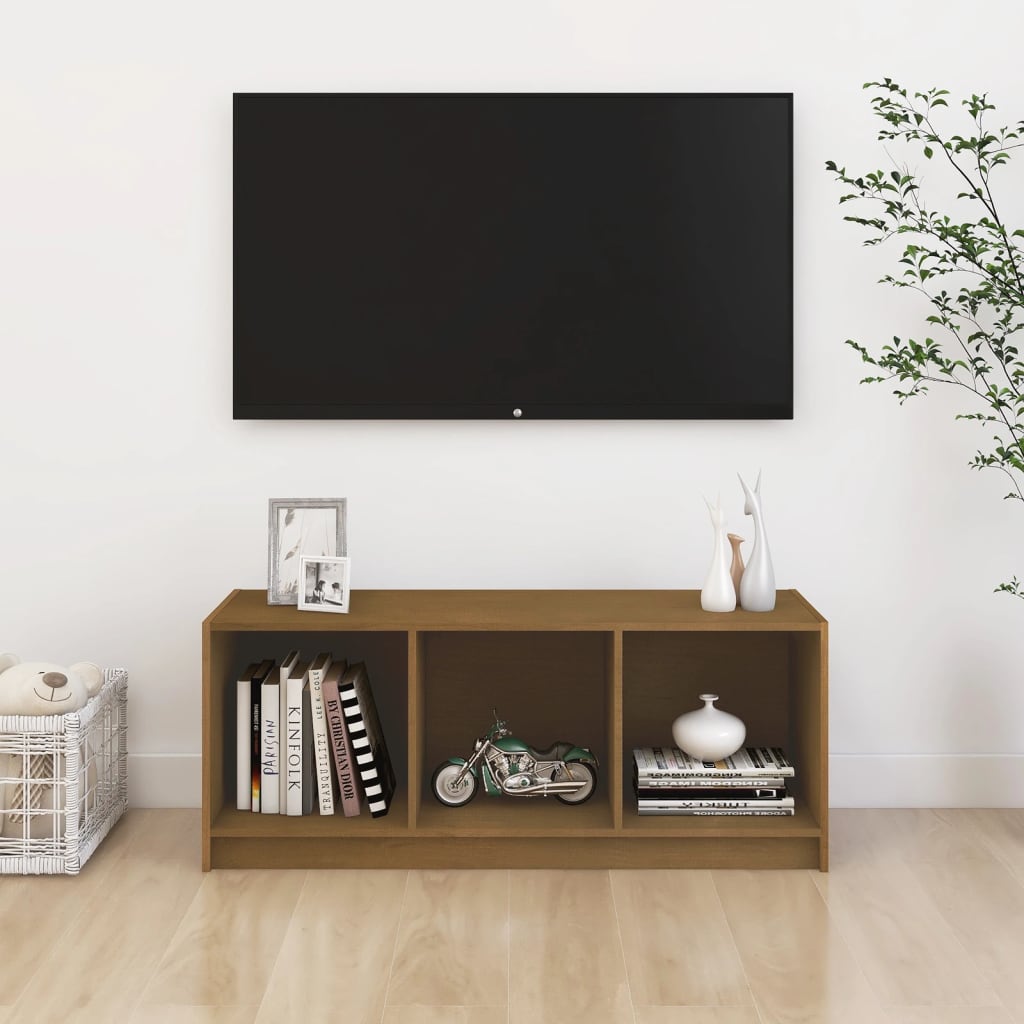 TV ormarić smeđa boja meda 104 x 33 x 41 cm od masivne borovine