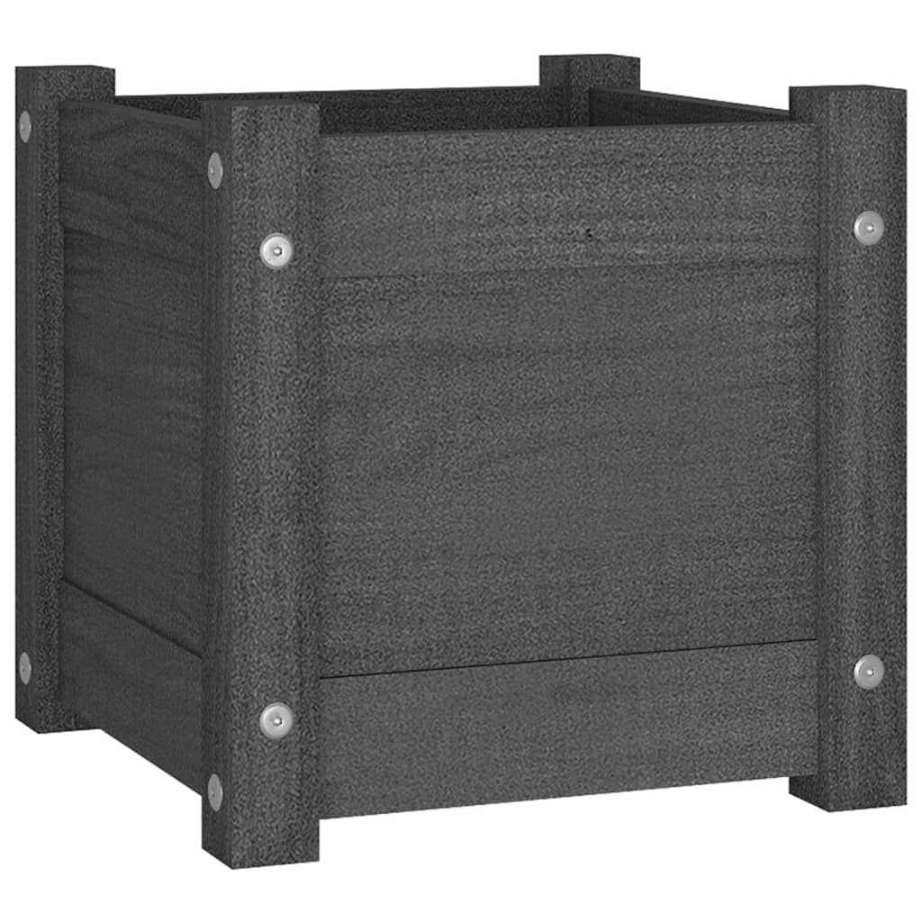 Vrtne sadilice 2 kom sive 31 x 31 x 31 cm od masivne borovine