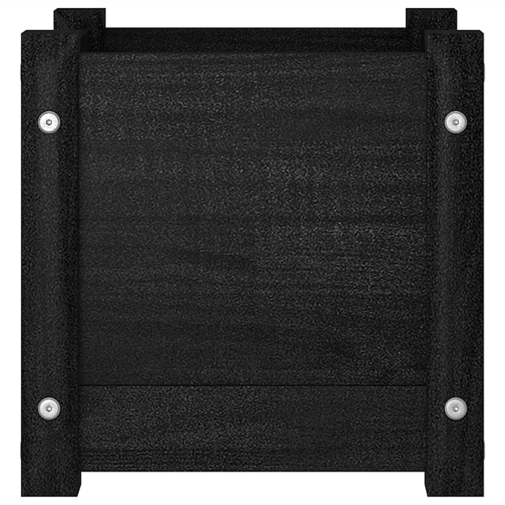 Vrtne sadilice 2 kom crne 31 x 31 x 31 cm od masivne borovine