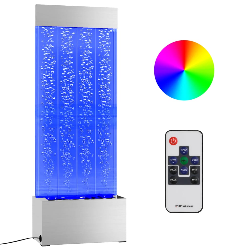 Stup s mjehurićima s RGB LED nehrđajući čelik i akril 110 cm
