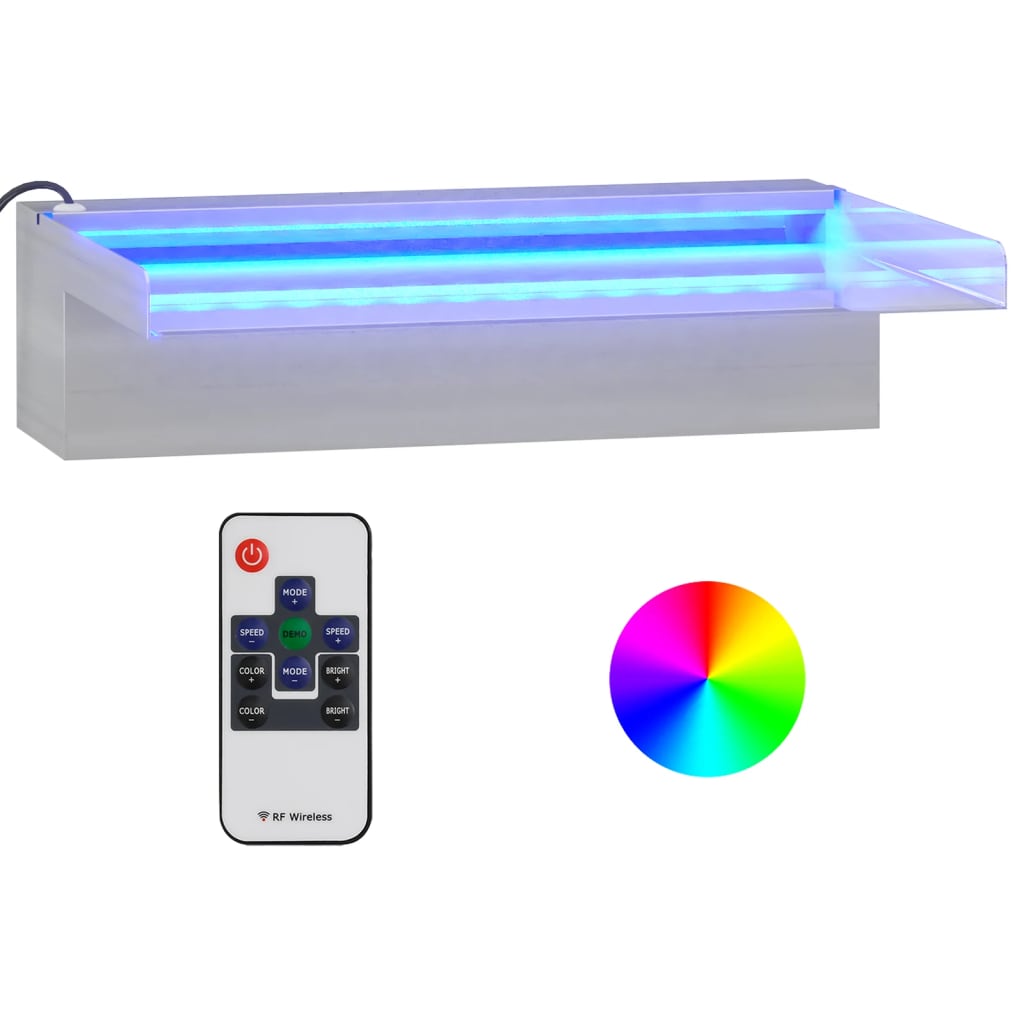 Prelijevajući vodopad RGB LED od nehrđajućeg čelika 30 cm