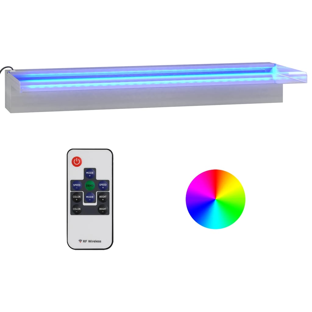 Prelijevajući vodopad RGB LED od nehrđajućeg čelika 60 cm