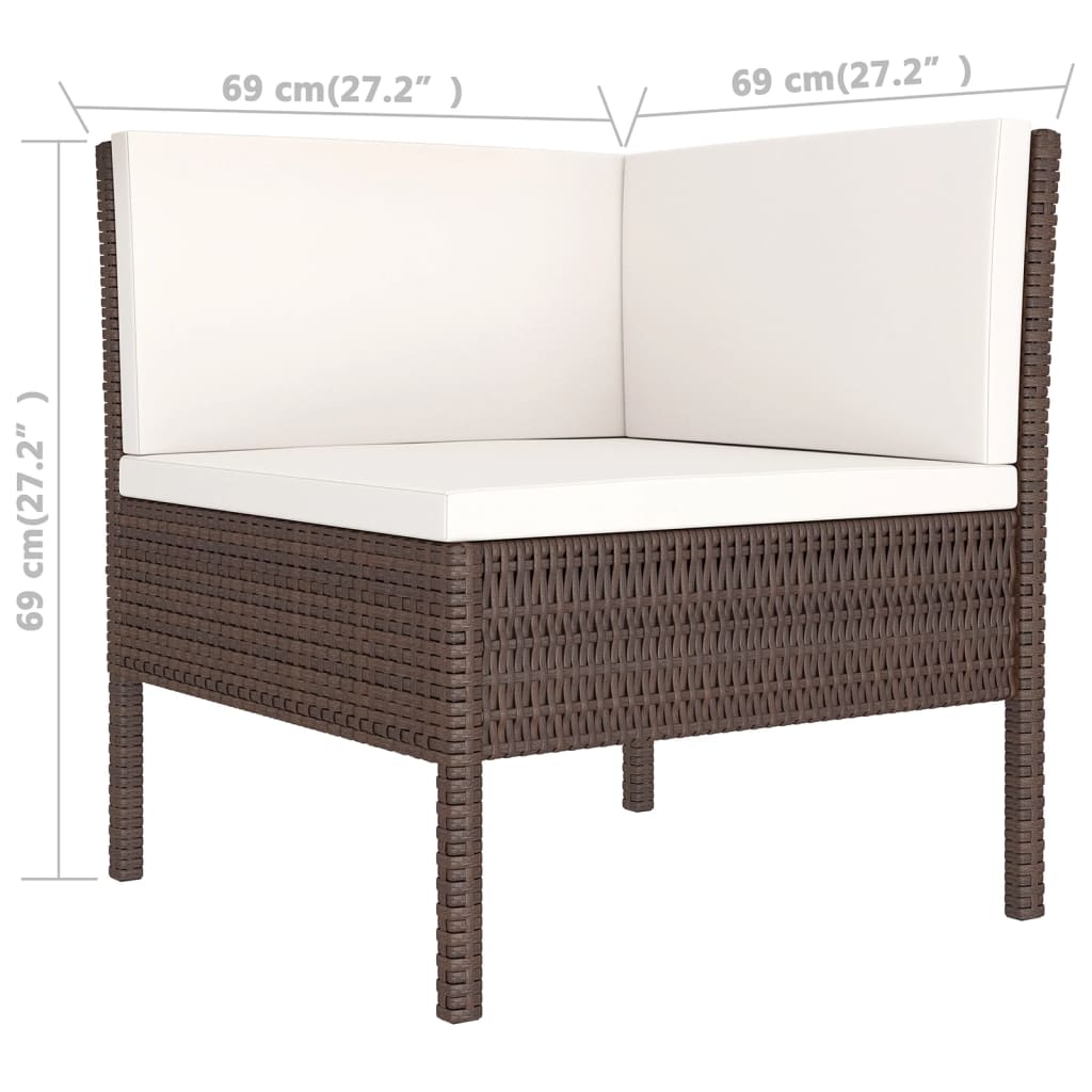 5-dijelna vrtna garnitura od poliratana s jastucima smeđa