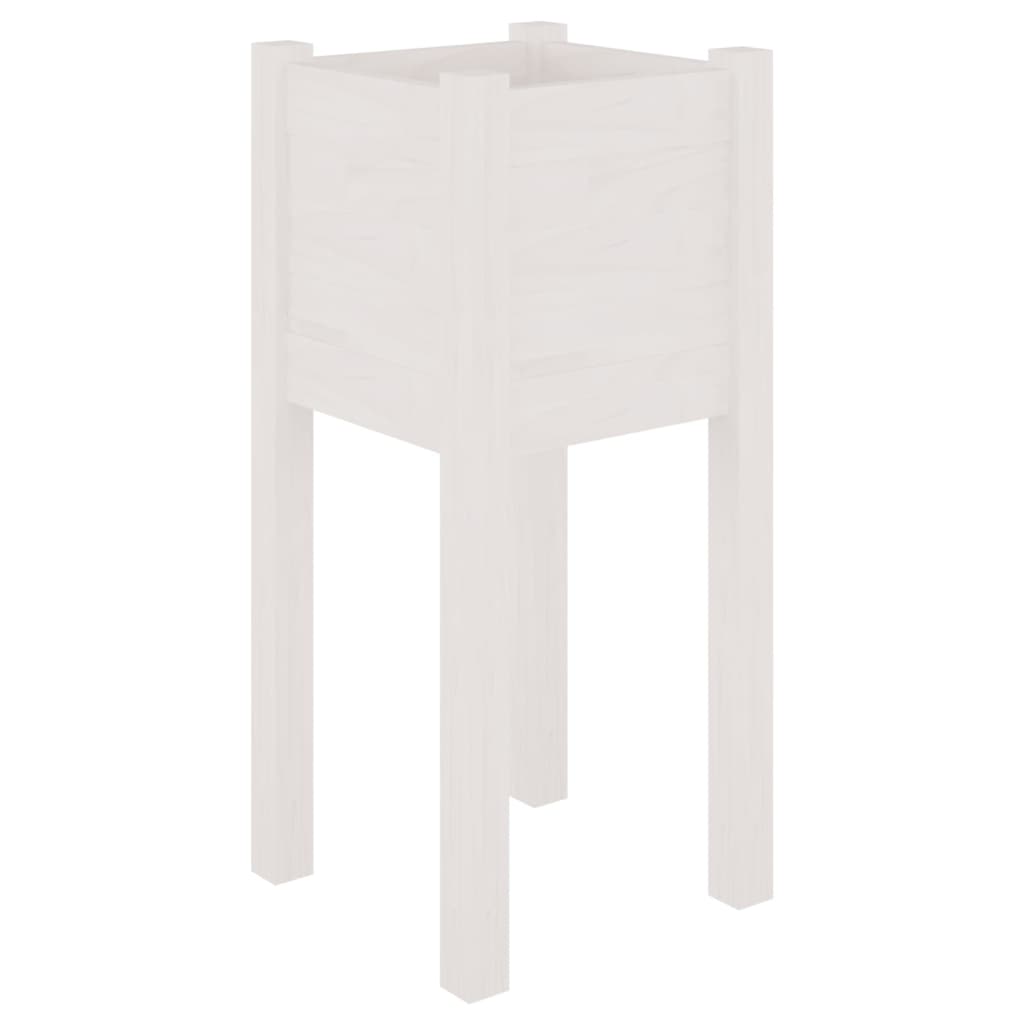 Vrtne sadilice 2 kom bijele 31 x 31 x 70 cm od masivne borovine
