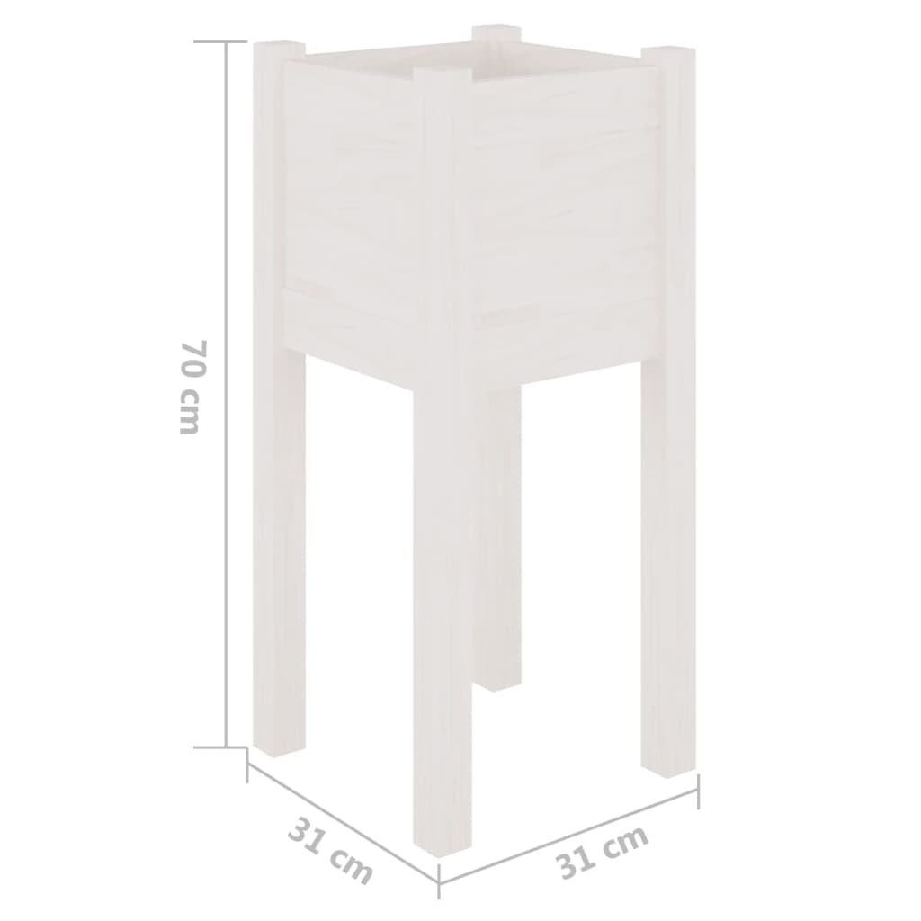 Vrtne sadilice 2 kom bijele 31 x 31 x 70 cm od masivne borovine