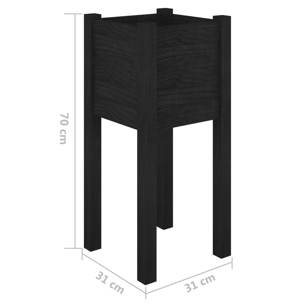 Vrtna sadilica crna 31 x 31 x 70 cm od masivne borovine