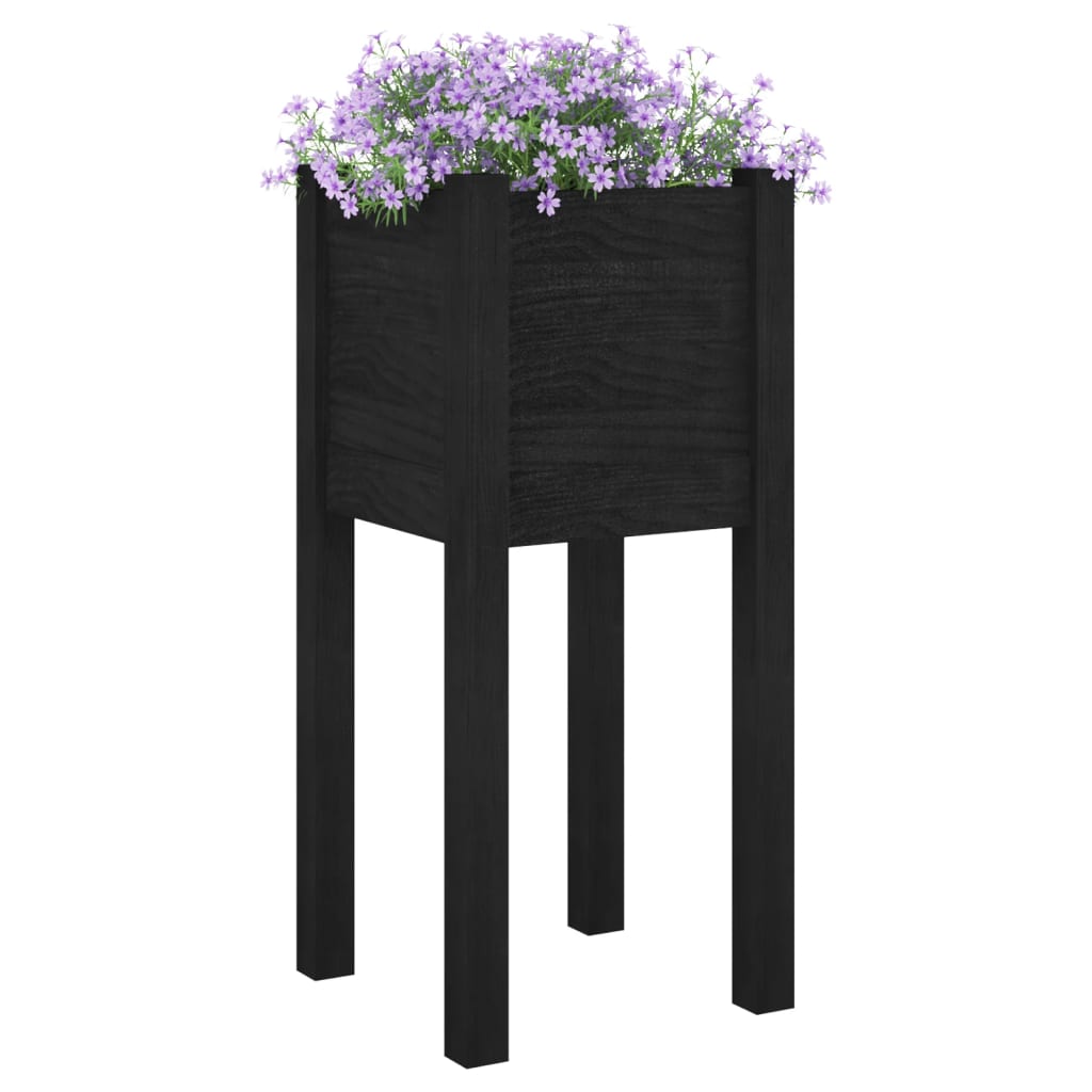 Vrtne sadilice 2 kom crne 31 x 31 x 70 cm od masivne borovine