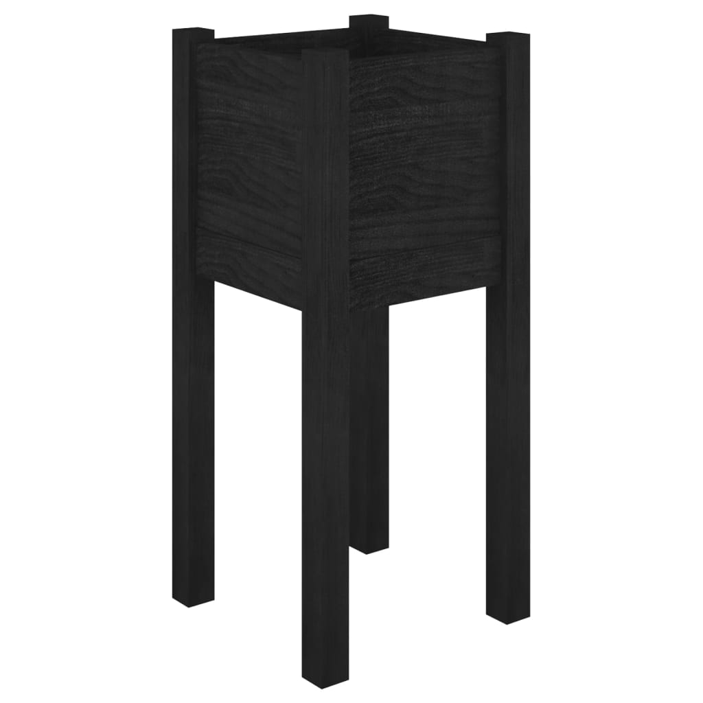 Vrtne sadilice 2 kom crne 31 x 31 x 70 cm od masivne borovine