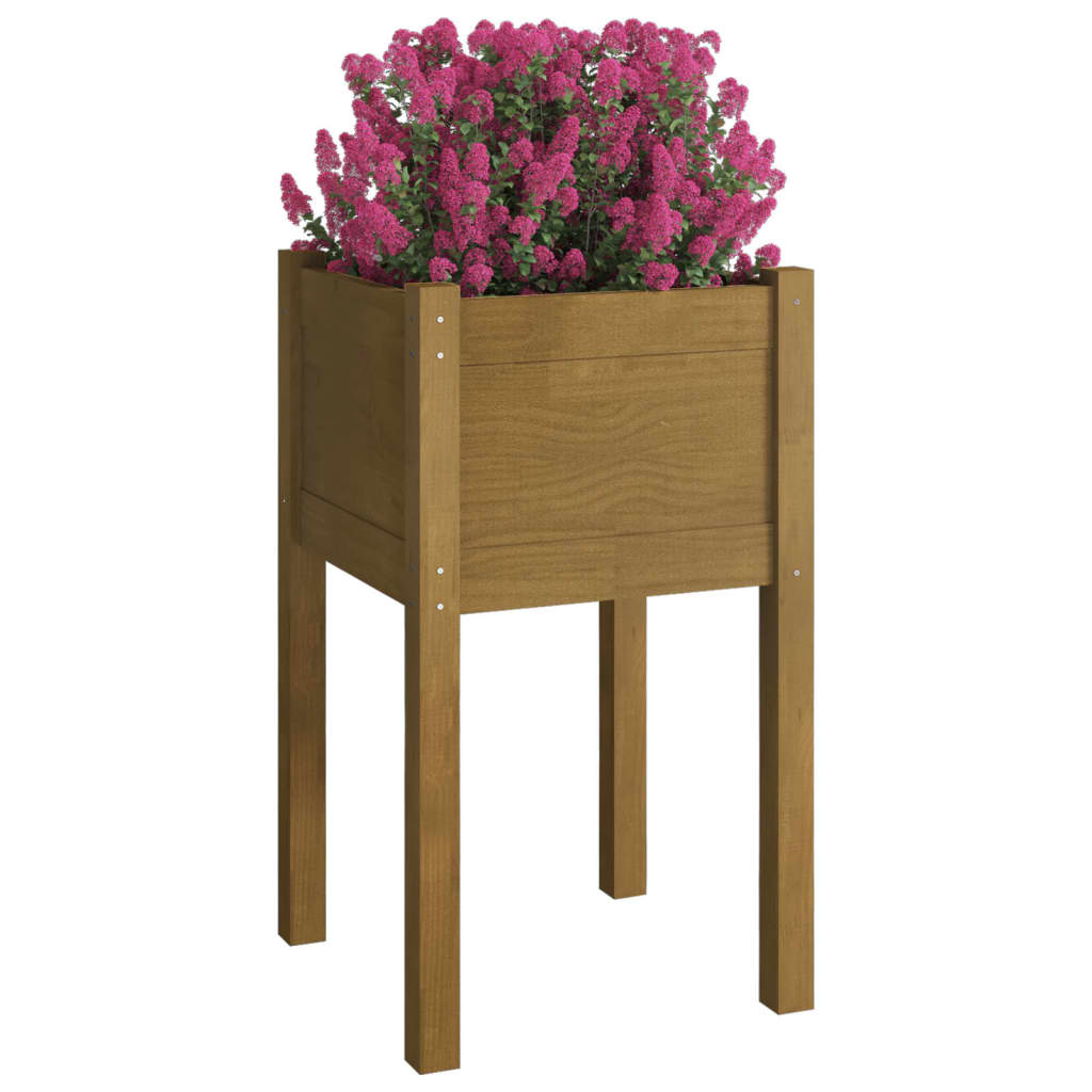 Vrtna sadilica smeđa boja meda 40x40x70 cm od masivne borovine