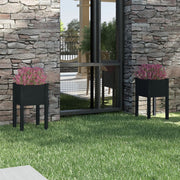 Vrtne sadilice 2 kom crne 40 x 40 x 70 cm od masivne borovine