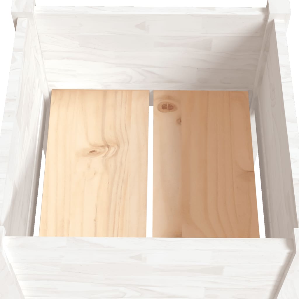 Vrtne sadilice 2 kom bijele 50 x 50 x 70 cm od masivne borovine