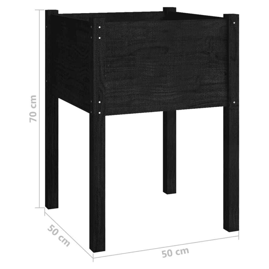 Vrtna sadilica crna 50 x 50 x 70 cm od masivne borovine