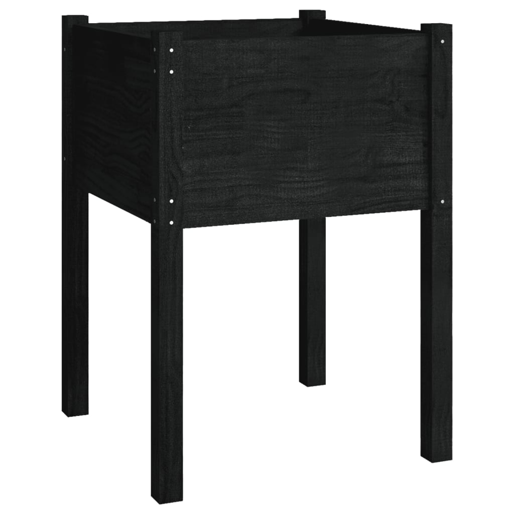 Vrtne sadilice 2 kom crne 50 x 50 x 70 cm od masivne borovine