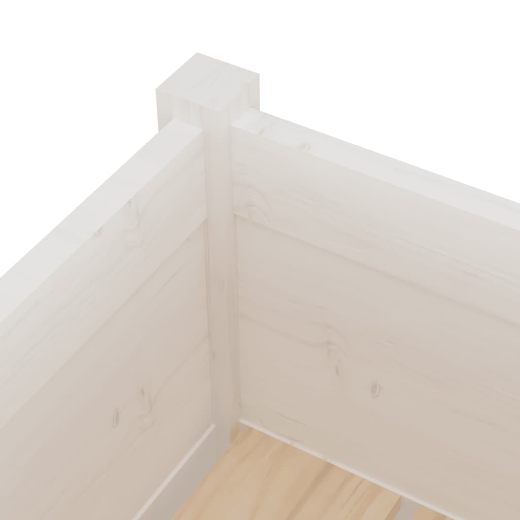 Vrtne sadilice 2 kom bijele 70 x 70 x 70 cm od masivne borovine