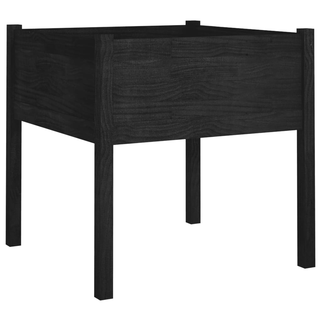 Vrtne sadilice 2 kom crne 70 x 70 x 70 cm od masivne borovine