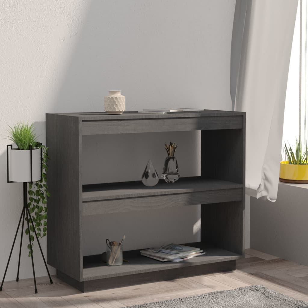 Ormarić za knjige sivi 80x35x71 cm od masivne borovine