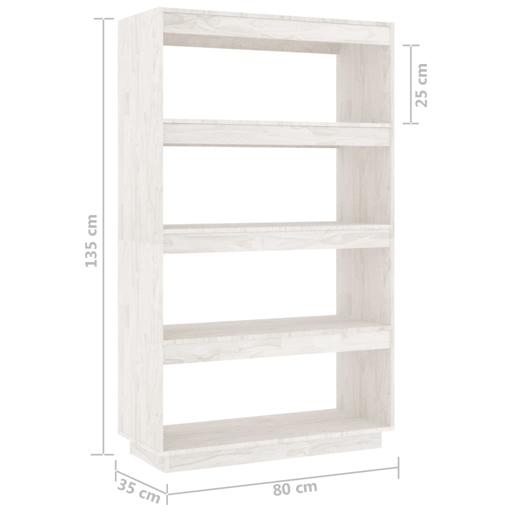 Ormarić za knjige / pregrada bijeli 80x35x135 cm od borovine