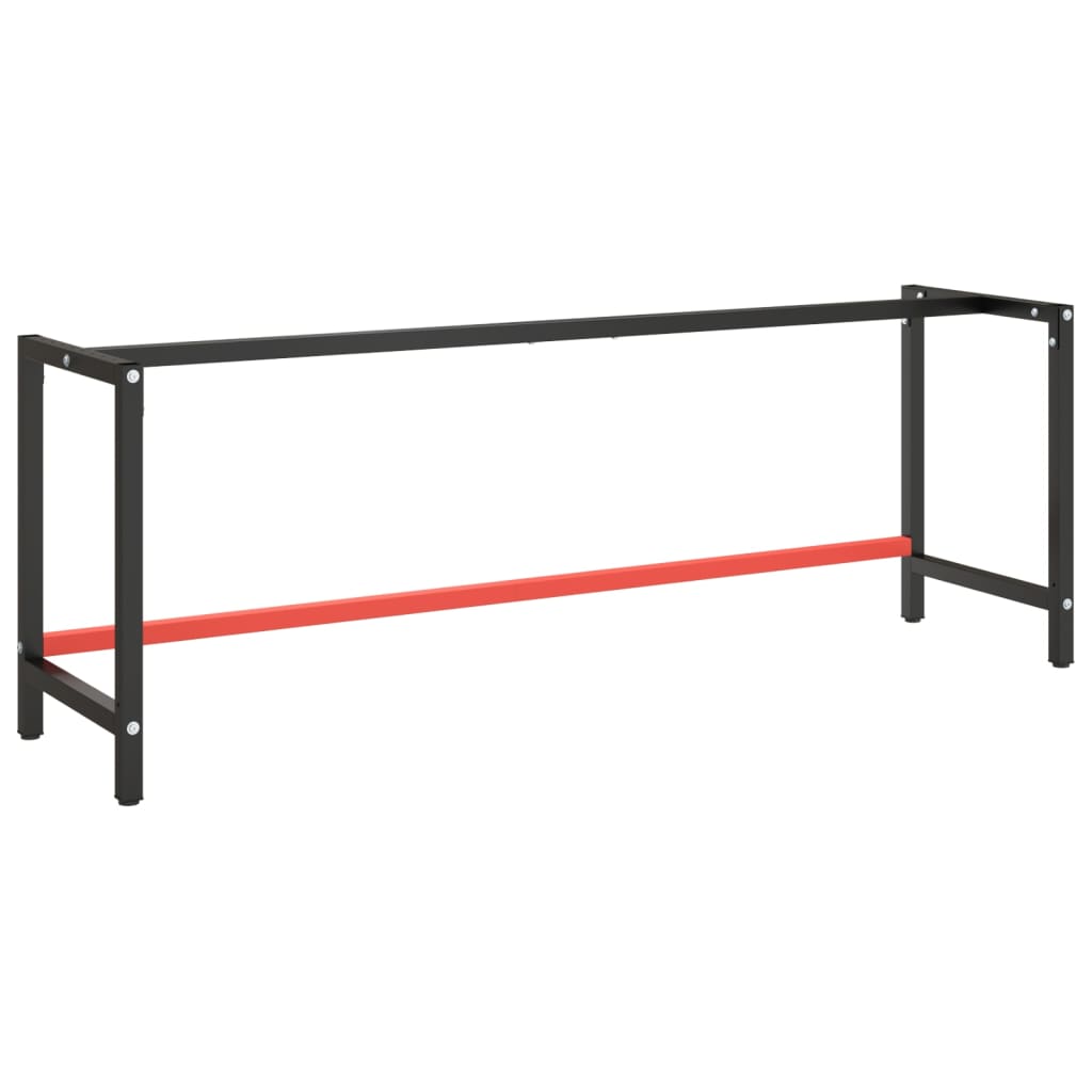 Okvir za radni stol mat crni i mat crveni 220x57x79 cm metalni