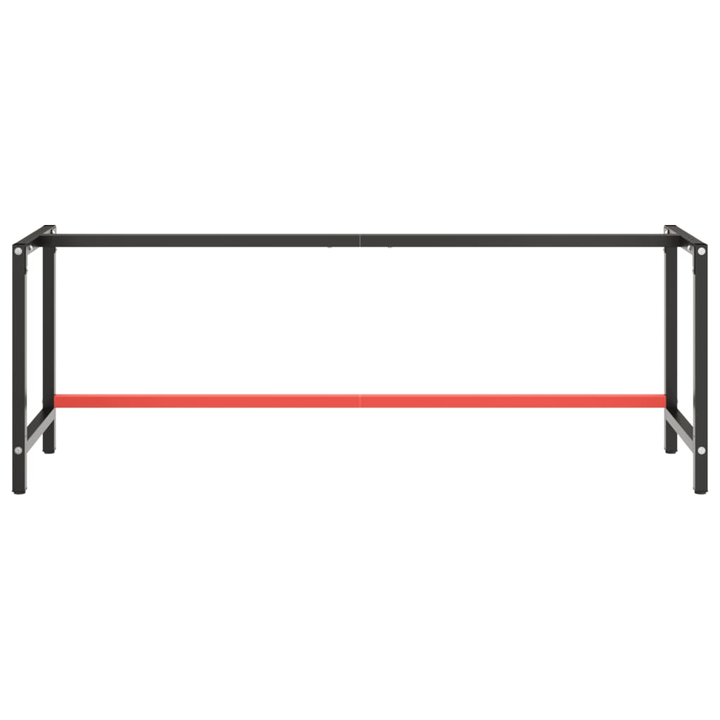 Okvir za radni stol mat crni i mat crveni 220x57x79 cm metalni