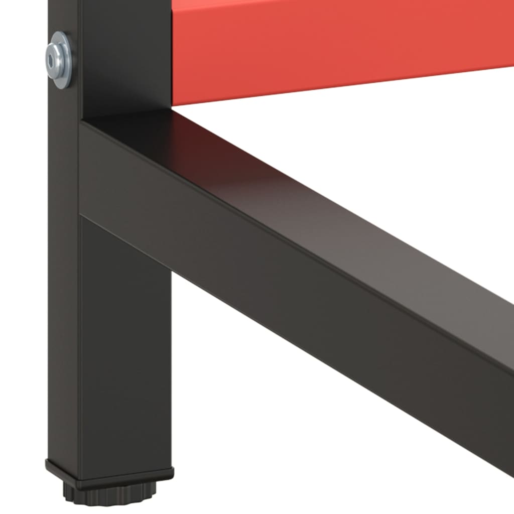Okvir za radni stol mat crni i mat crveni 220x57x79 cm metalni