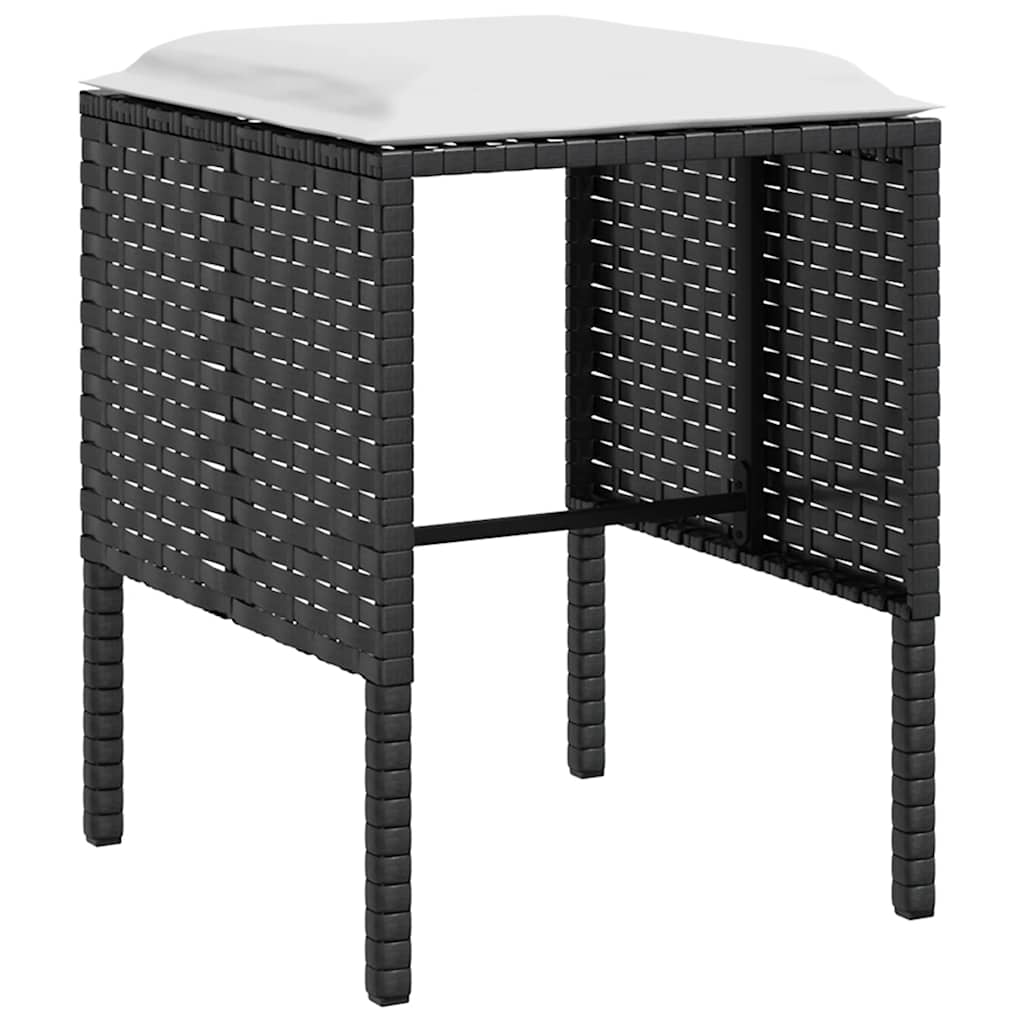 5-dijelna garnitura L-oblika od poliratana s jastucima crna