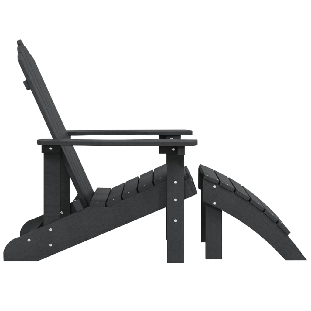 Vrtna stolica Adirondack s osloncem za noge HDPE antracit