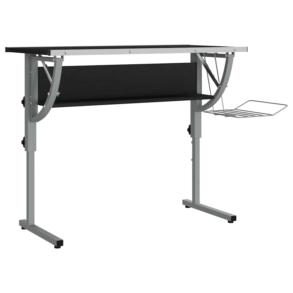 Radni stol crno-sivi 110x53x(58-87) konstruirano drvo i čelik