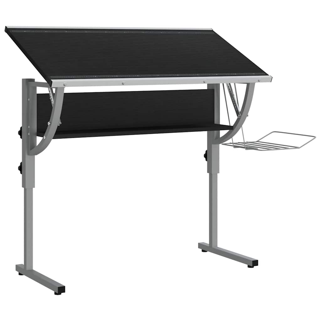 Radni stol crno-sivi 110x53x(58-87) konstruirano drvo i čelik