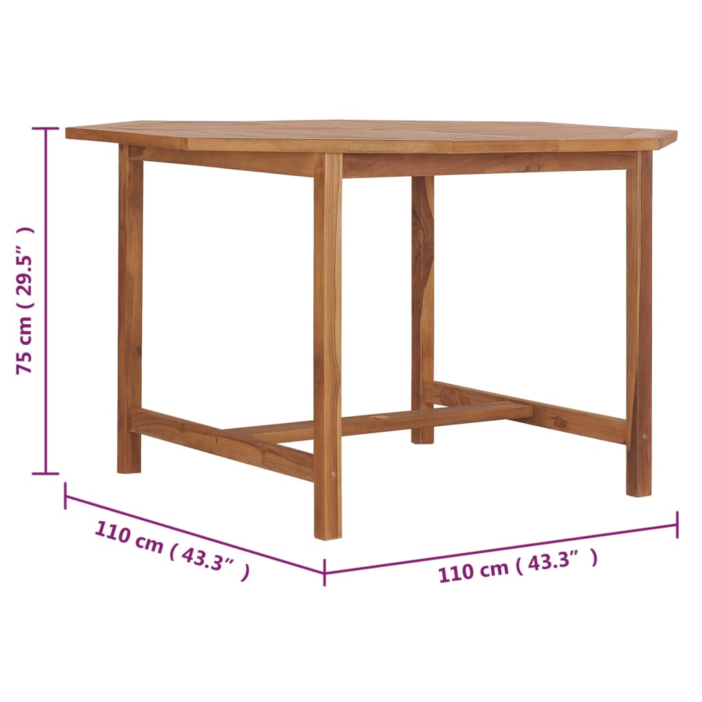 Vrtni blagovaonski stol 110 x 110 x 75 cm od masivne tikovine
