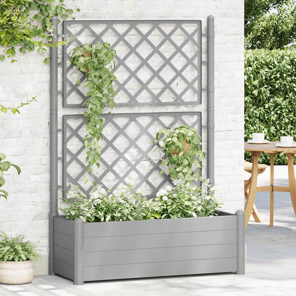 Vrtna sadilica s rešetkom 100 x 43 x 142 cm PP siva boja kamena