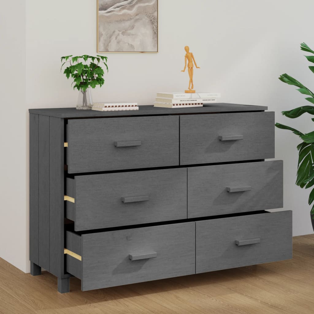 Komoda HAMAR tamnosiva 113 x 40 x 80 cm od masivne borovine