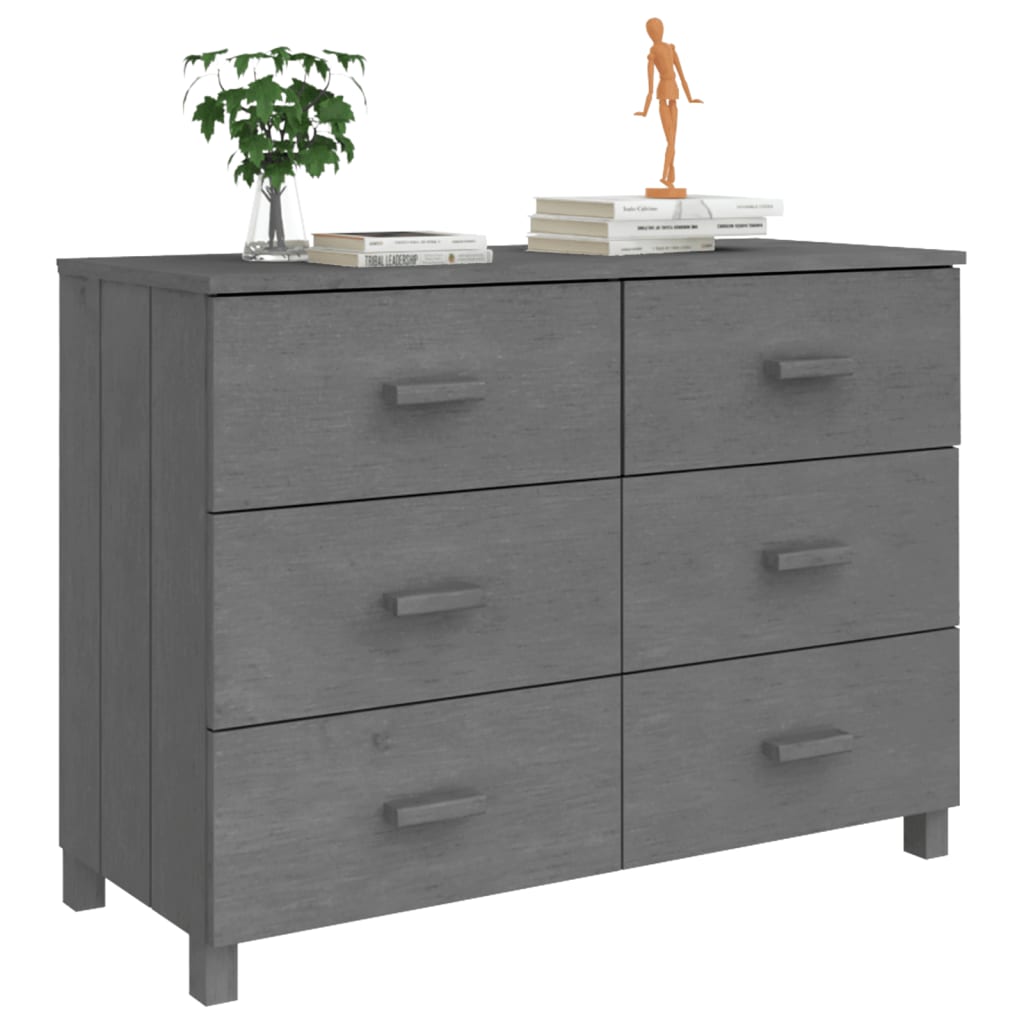 Komoda HAMAR tamnosiva 113 x 40 x 80 cm od masivne borovine