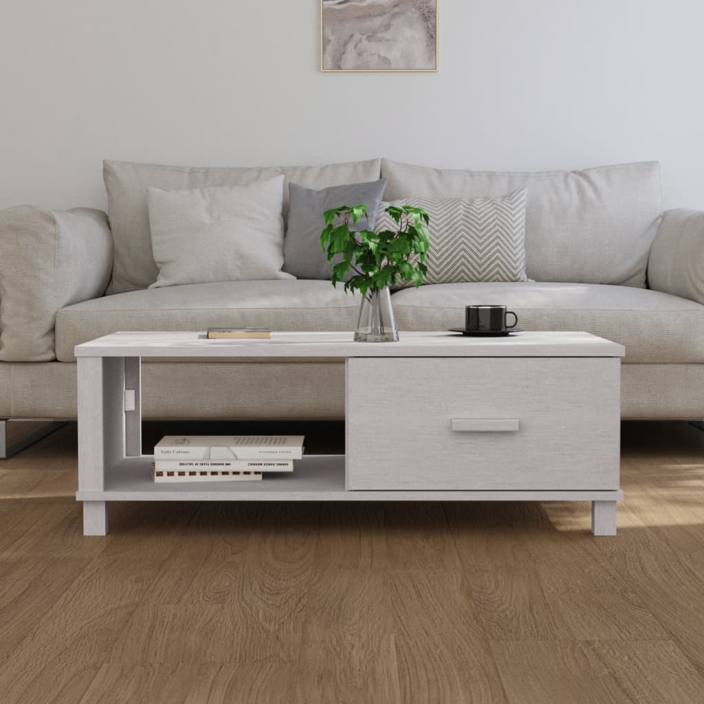Stolić za kavu HAMAR bijeli 100x55x35 cm od masivne borovine
