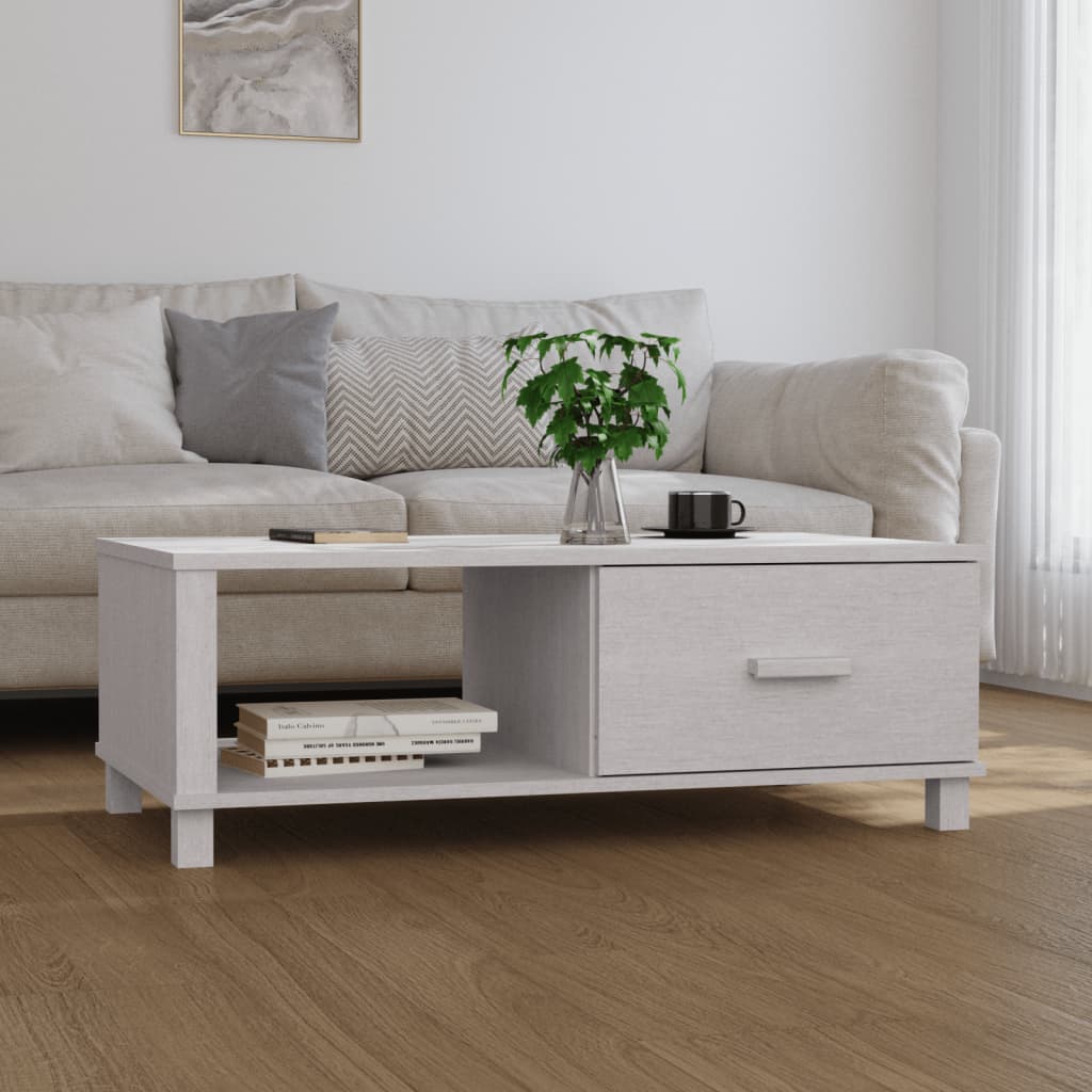 Stolić za kavu HAMAR bijeli 100x55x35 cm od masivne borovine