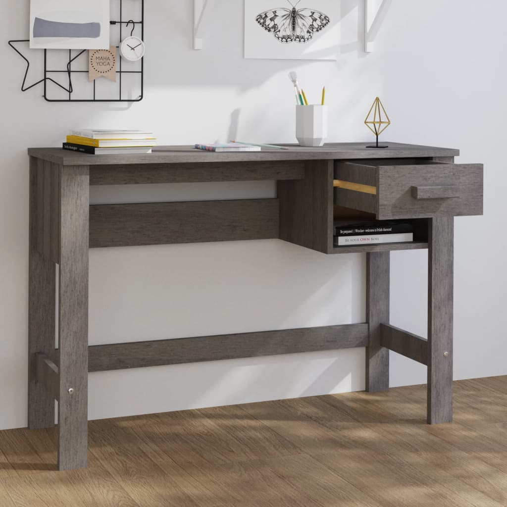 Radni stol HAMAR svjetlosivi 110 x 40 x 75 cm masivna borovina