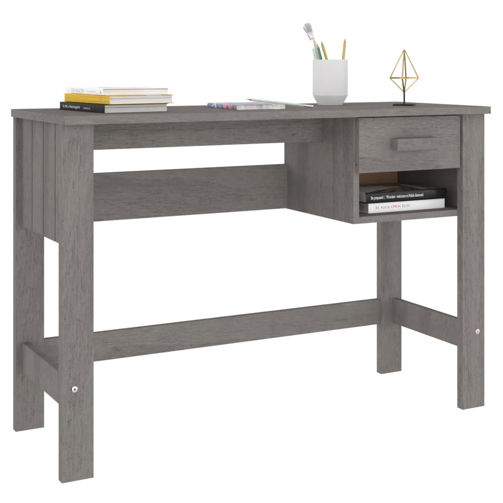 Radni stol HAMAR svjetlosivi 110 x 40 x 75 cm masivna borovina