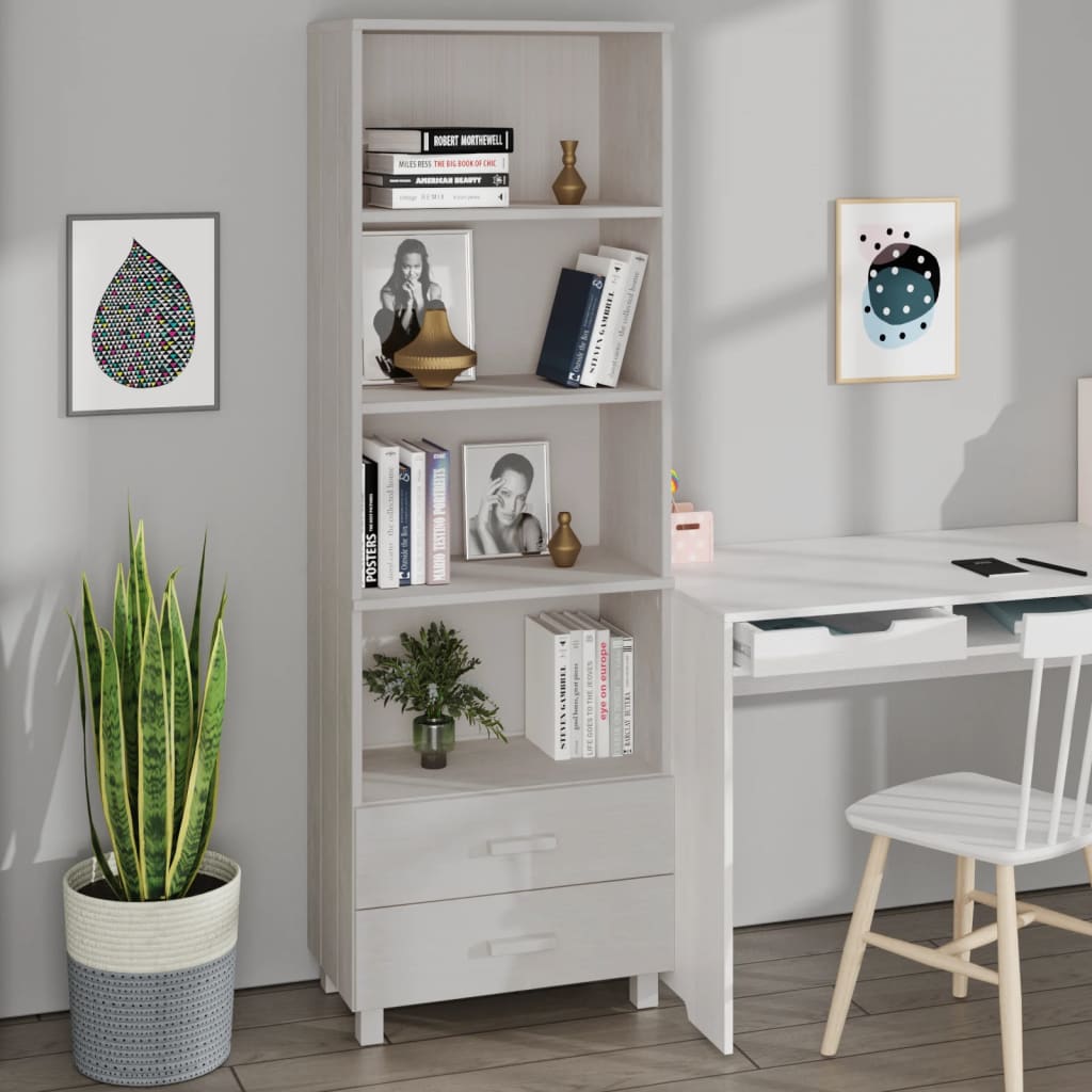 Visoka komoda HAMAR bijela 60 x 35 x 180 cm od masivne borovine