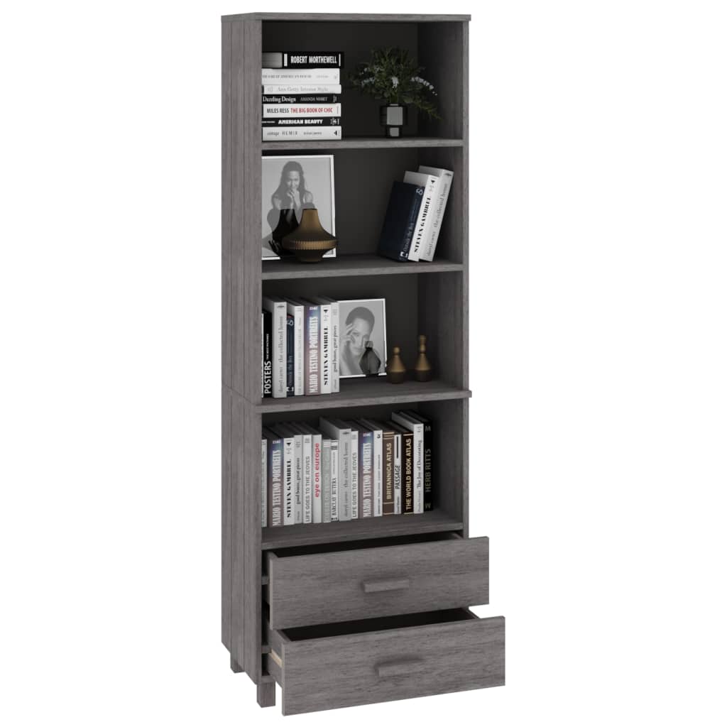 Visoka komoda HAMAR svjetlosiva 60x35x180 cm masivna borovina