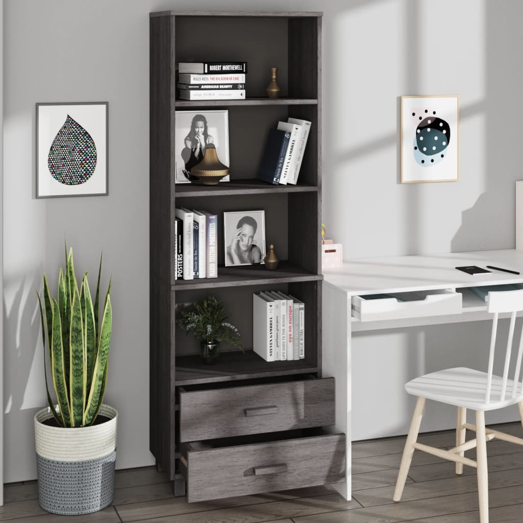 Visoka komoda HAMAR svjetlosiva 60x35x180 cm masivna borovina