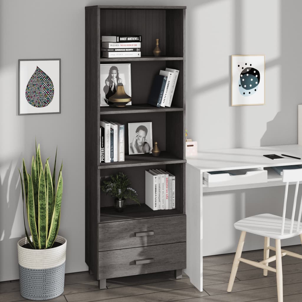 Visoka komoda HAMAR svjetlosiva 60x35x180 cm masivna borovina