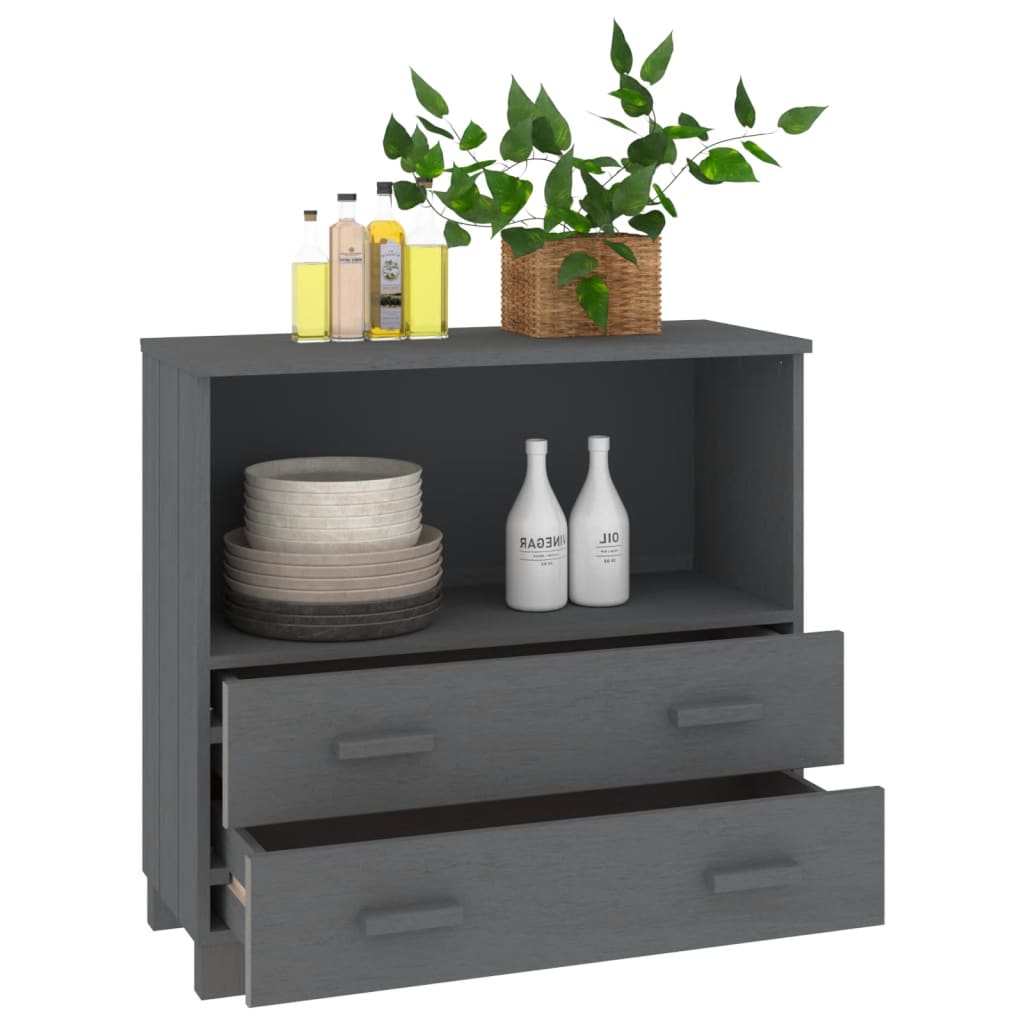 Komoda HAMAR tamnosiva 85 x 35 x 80 cm od masivne borovine
