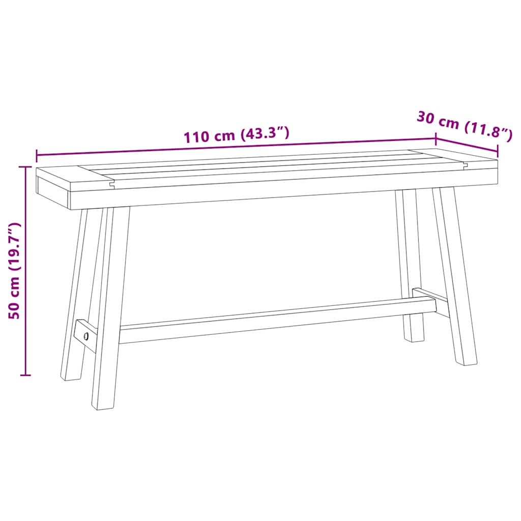 Klupa 110 cm od masivne tikovine