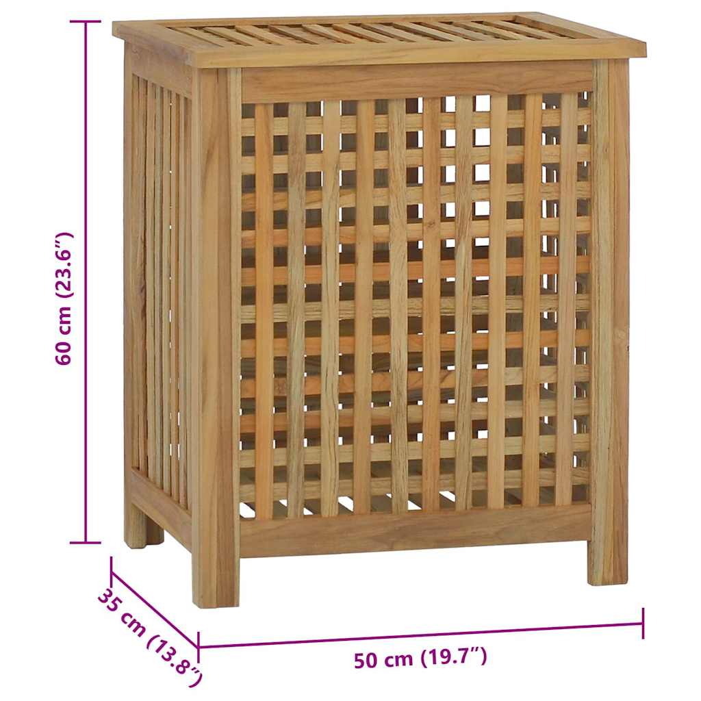 Košara za rublje 50 x 35 x 60 cm od masivne tikovine