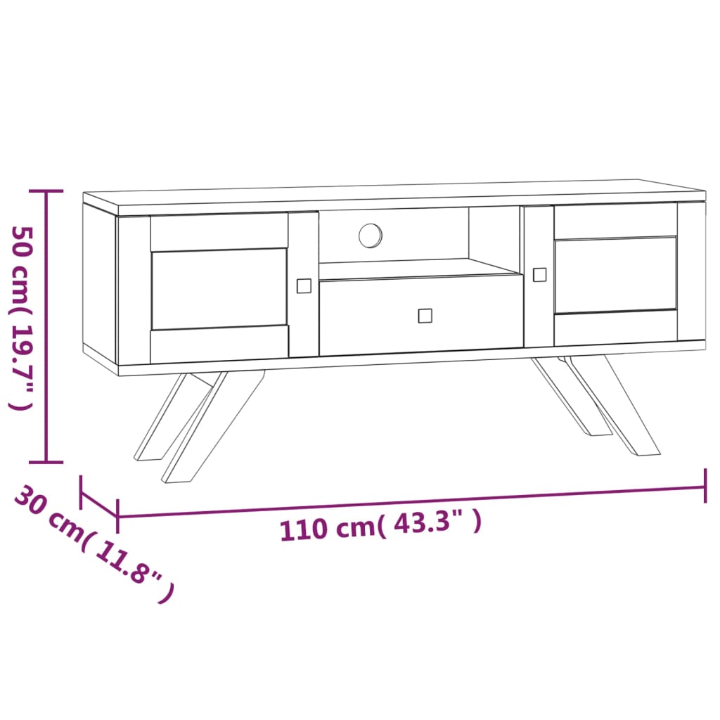 TV ormarić 110 x 30 x 50 cm od masivne tikovine