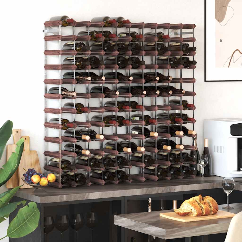 Stalak za vino za 120 boca smeđi od masivne borovine