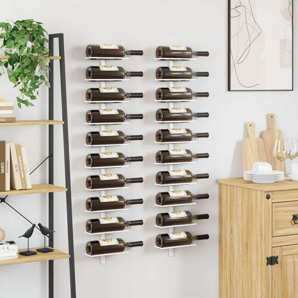 Zidni stalak za vino za 10 boca 2 kom bijeli metalni